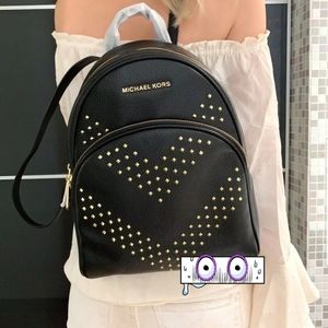 MICHAEL KORS ABBEY MEDIUM STUDDED BACKPACK LEATHER